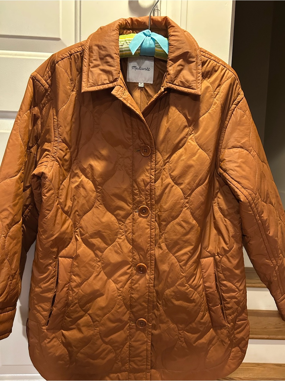 Madewell Quilted Burnt Orange Puffer Jacket